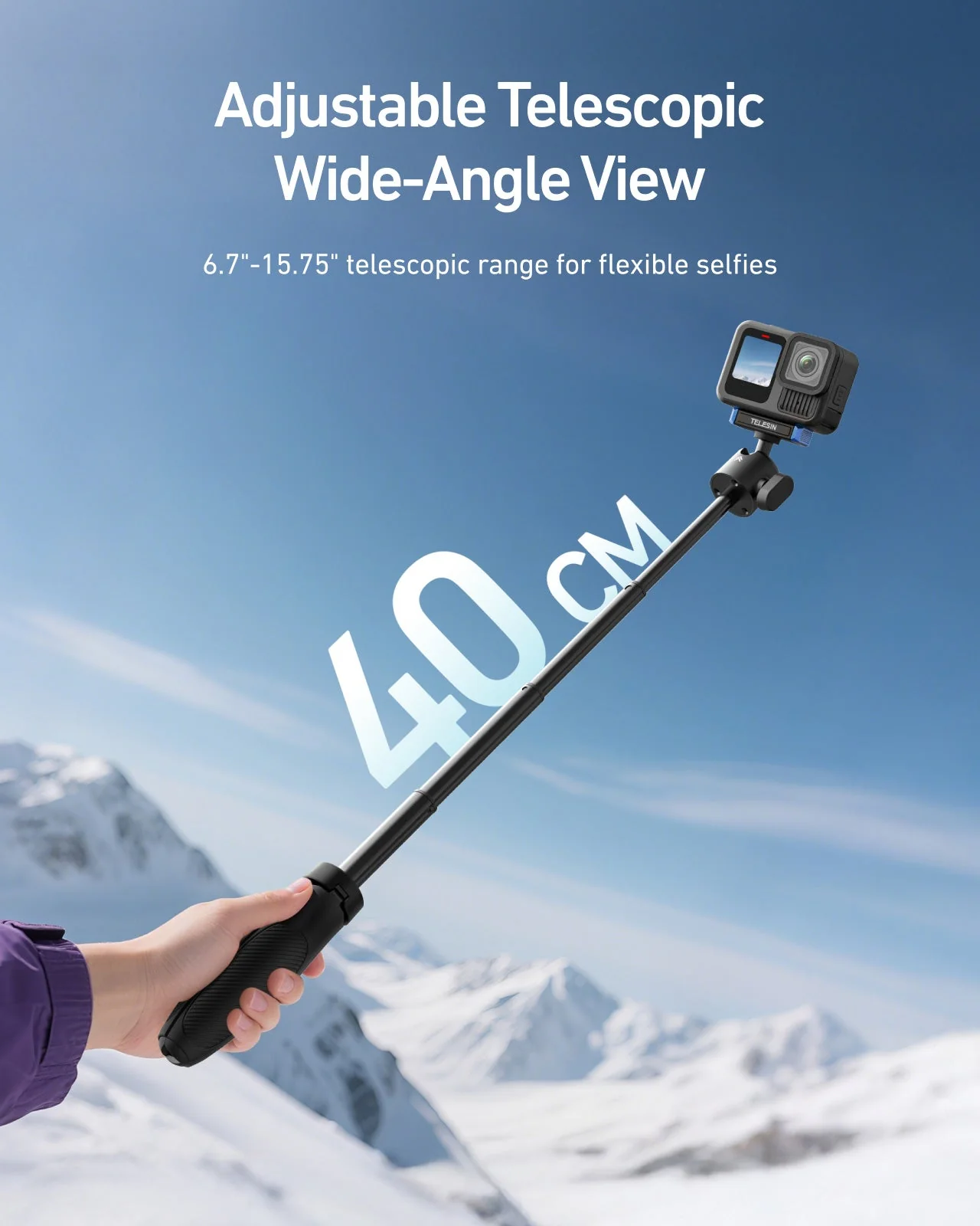 TELESIN Quick-Release Selfie Stick for GoPro 13 - Image 6