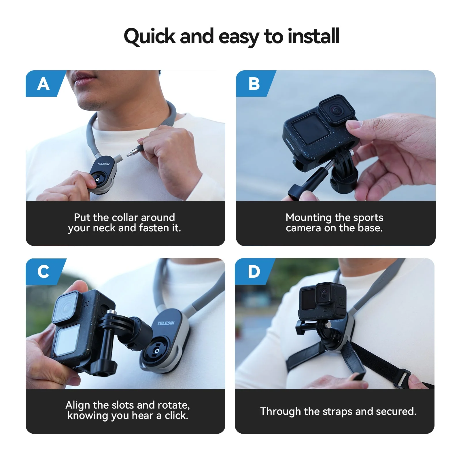 TELESIN Quick Release Neck Mount for Action Cameras (2.0) - Image 10