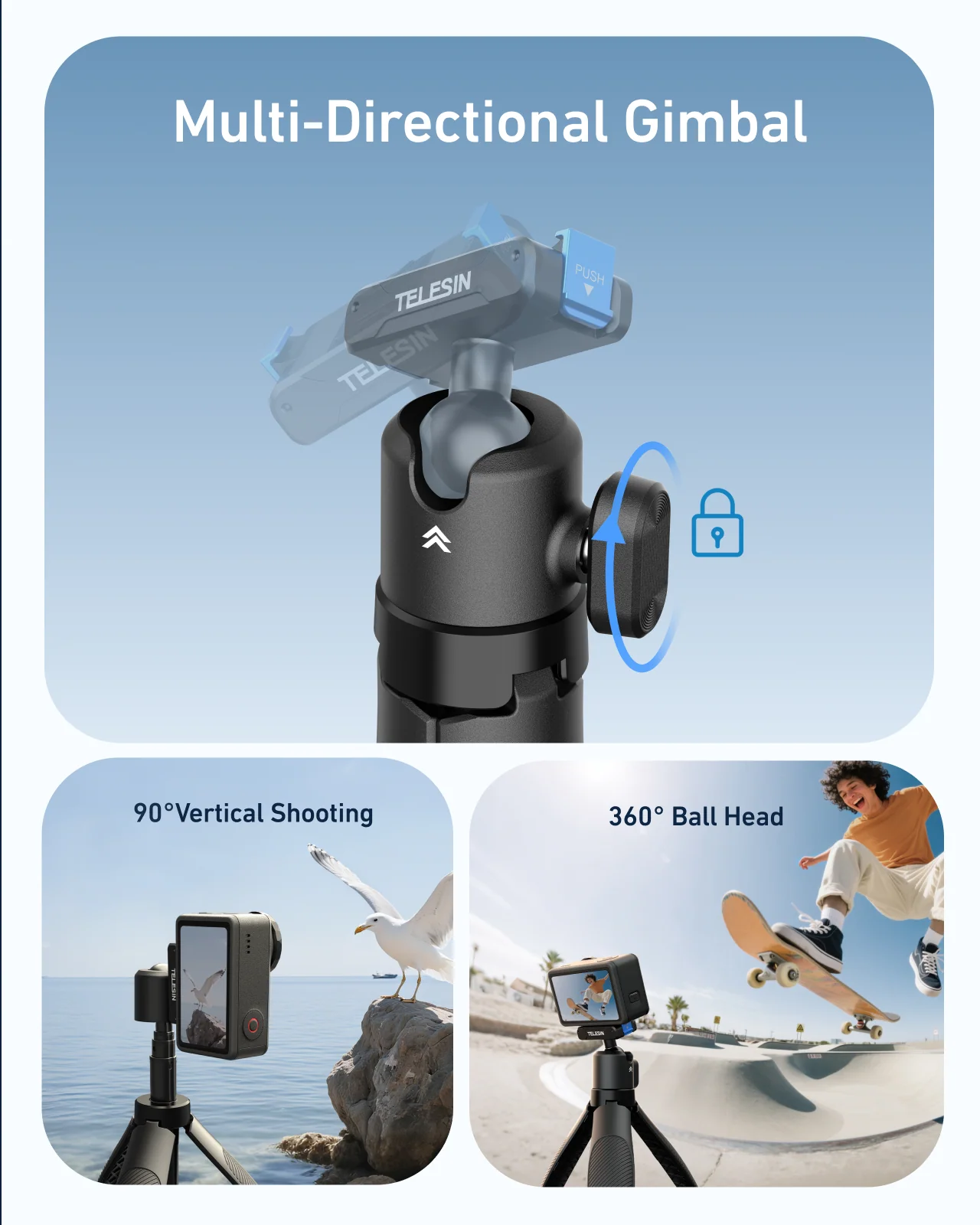 TELESIN Quick-Release Selfie Stick for DJl Action - Image 3
