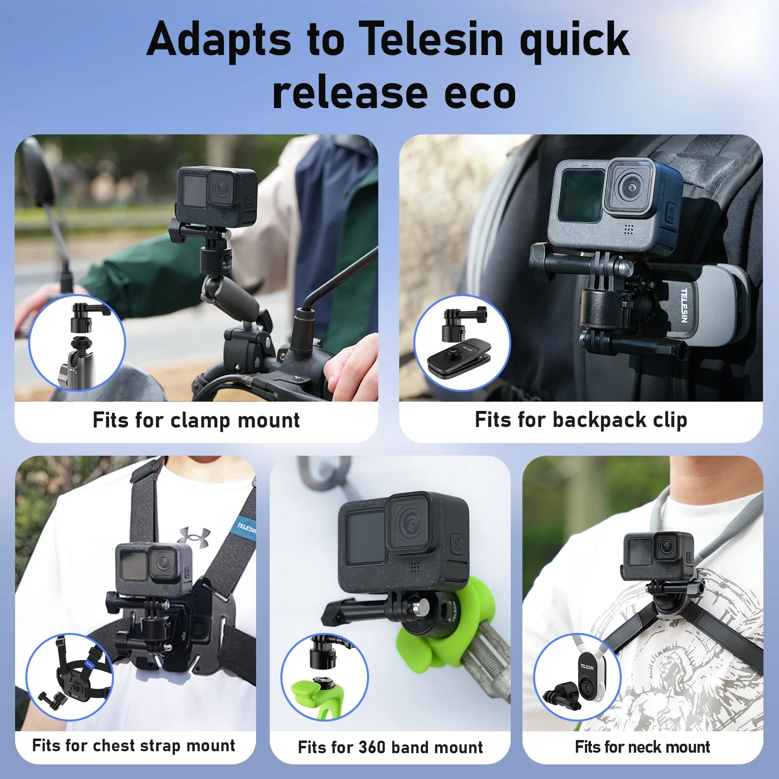 TELESIN Quick Release Universal Clamp Mount - Image 4