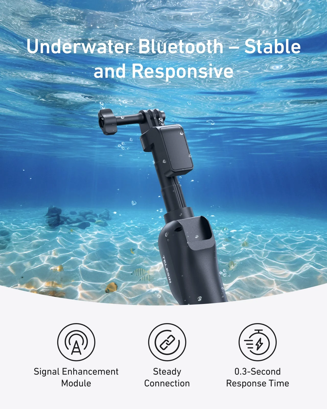TELESIN Bluetooth Underwater Selfie Stick Tripod for GoPro - Image 3