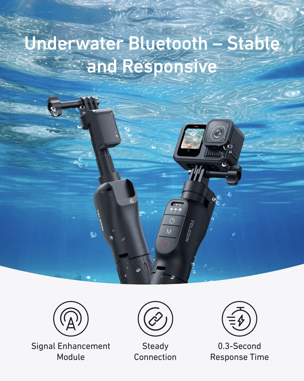 TELESIN Bluetooth Underwater Selfie Stick Tripod for GoPro - Image 6