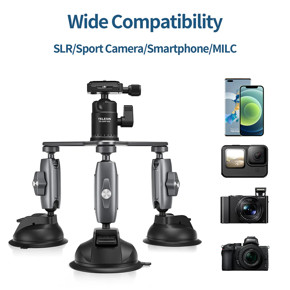 TELESIN Three-Arm Suction Mount - Image 8