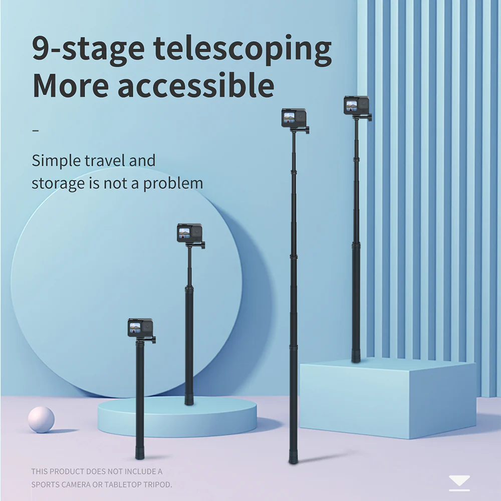 TELESIN Ultra Long 3m/2.7m Carbon Fiber Selfie Stick - Image 9