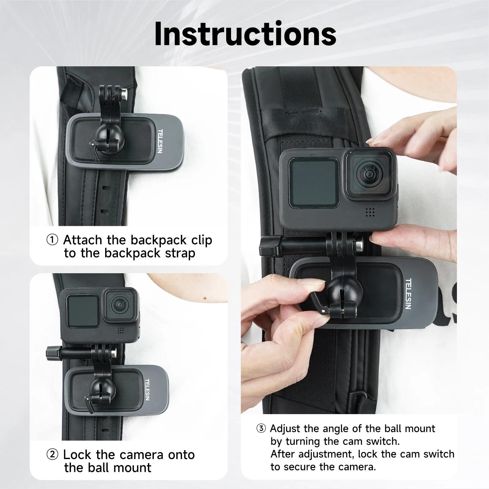 TELESIN Upgraded Magnetic Universal Backpack Clip - Image 17