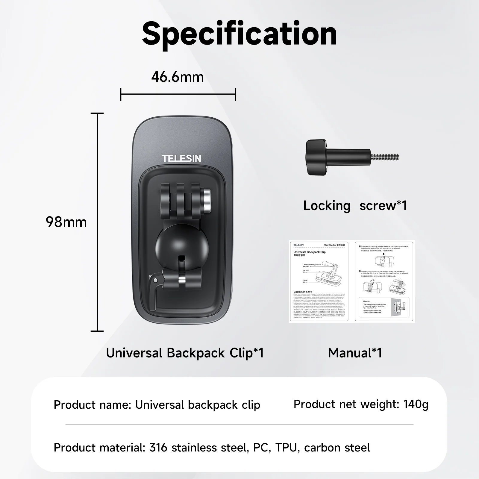 TELESIN Upgraded Magnetic Universal Backpack Clip - Image 18
