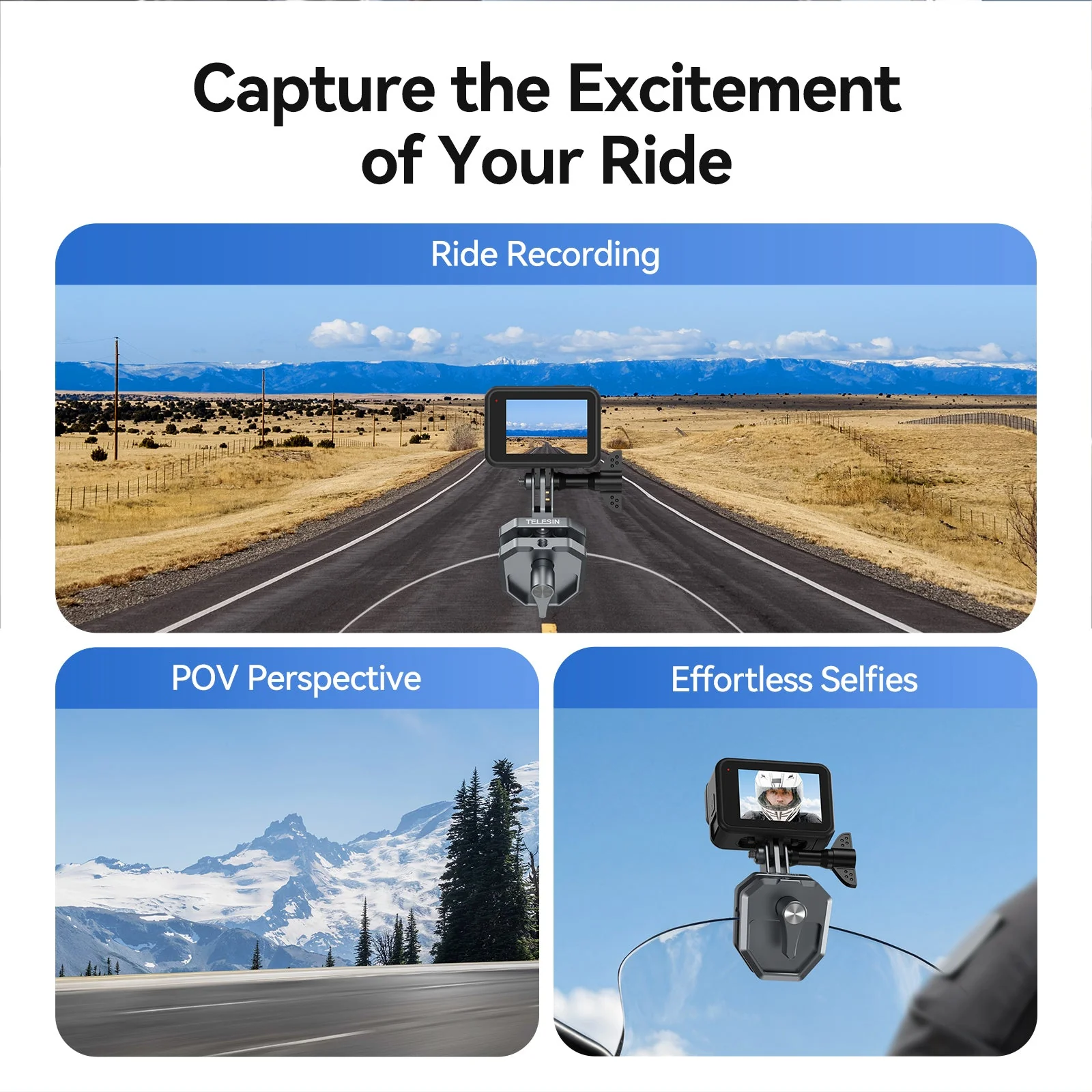 TELESIN Windshield Clamp Mount - Image 3