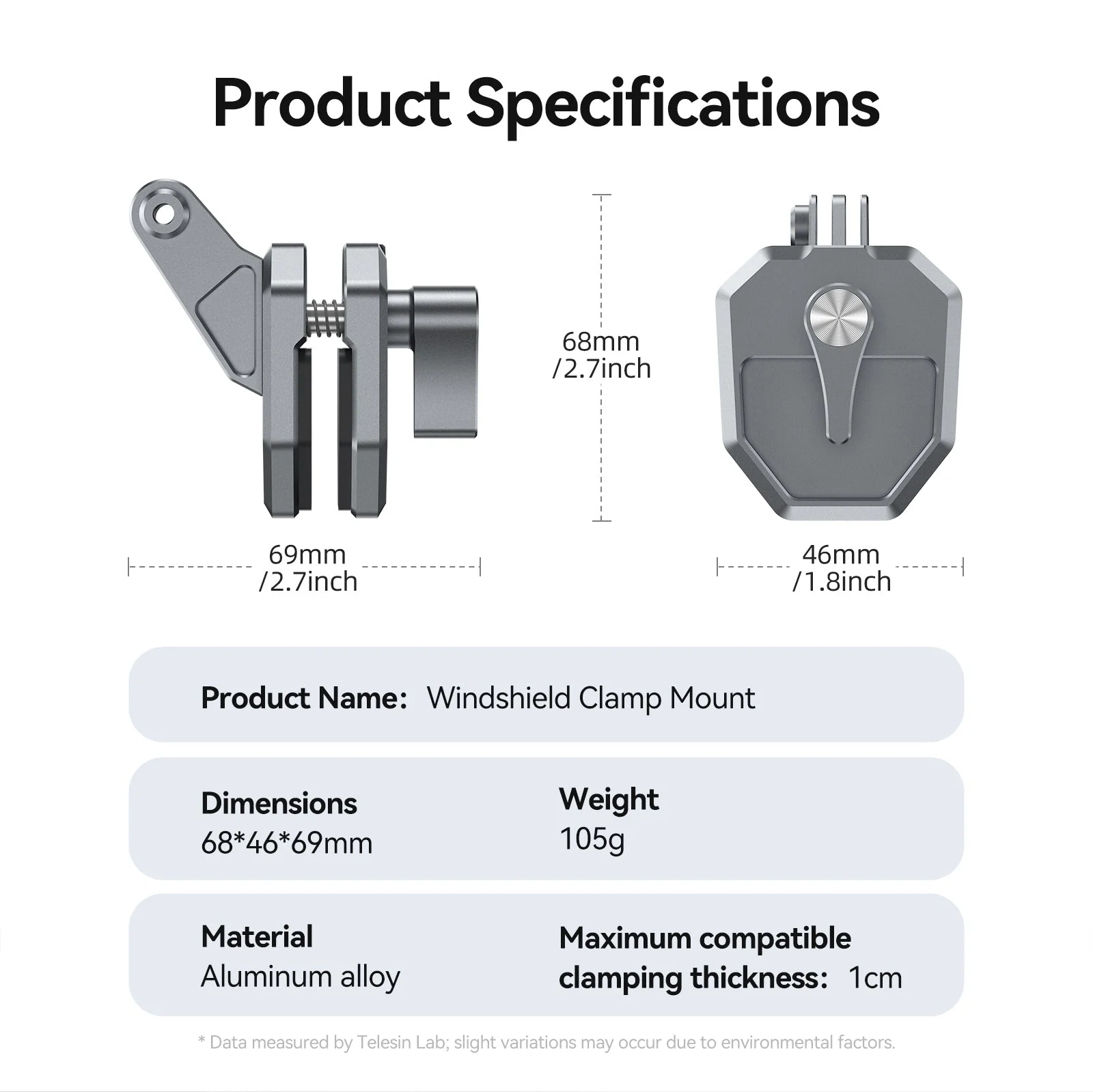 TELESIN Windshield Clamp Mount - Image 9